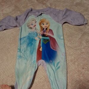 Disney Frozen Kids One Piece Footie Pajama - Purple and Blue